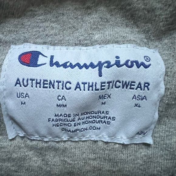 CHAMPION Cropped Raw Hem Navy Blue Crewneck Baggy Sweatshirt Sweater Top Sz M - Picture 14 of 16